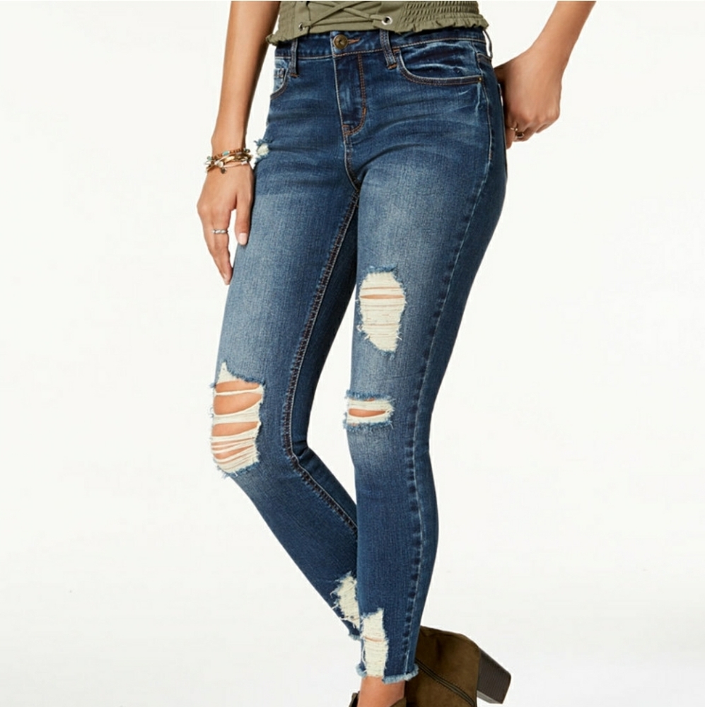 American Rag Ripped Raw-Edged Skinny Jeans